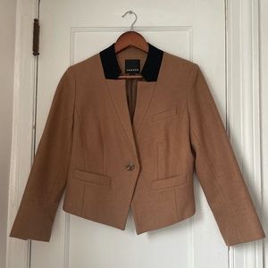 Trouvé Cropped Wool Blazer, tan/black